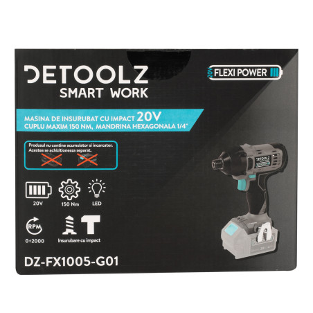 masina de insurubat cu impact 20v, cuplu maxim 150 nm, mandrina hexagonala 1/4"