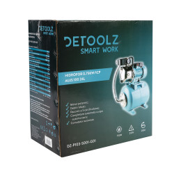 hidrofor detoolz 0.75 kw, debit 3300l/h, inaltime de pompare 45m, carcasa pompa inox, volum butelie 24 litri