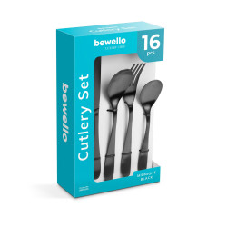 set tacamuri - negru mat - 16 bucati
