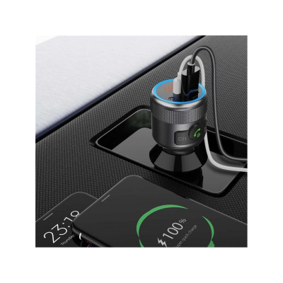 modulator fm nedis, bluetooth, bass boost, hands-free, pd, 1x usb-c, 1x usb-a, asistent vocal, negru