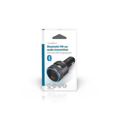 modulator fm nedis, bluetooth, bass boost, hands-free, pd, 1x usb-c, 1x usb-a, asistent vocal, negru