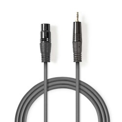 cablu audio stereo xlr 3-pin mama - 3.5mm tata 1m gri nedis