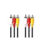 cablu audio-video 3x rca tata - 3x rca tata 5m negru nedis cablu audio-video 3x rca tata - 3x rca tata 5m negru nedis