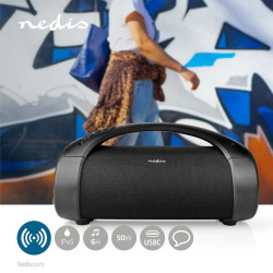 boxa portabila party boombox, redare pana la 6 ore, bluetooth, 50w, tws, curea transport, negru, nedis