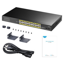 switch 24 porturi, poe gigabit, 2 porturi sfp, 19", 300w, gs1028ps2 cudy