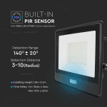 reflector led smd 50w 6400k ip65 cu senzor miscare - negru