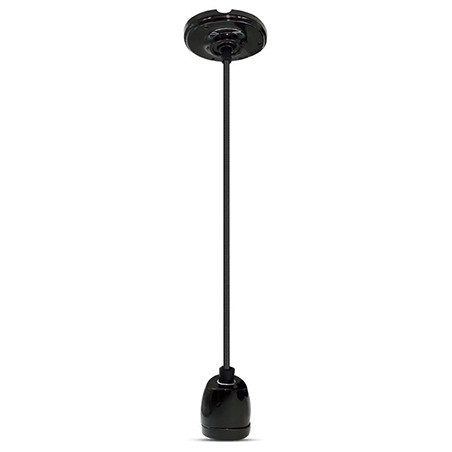 pendul tavan soclu e27 portelan - negru