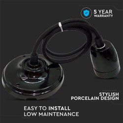 pendul tavan soclu e27 portelan - negru
