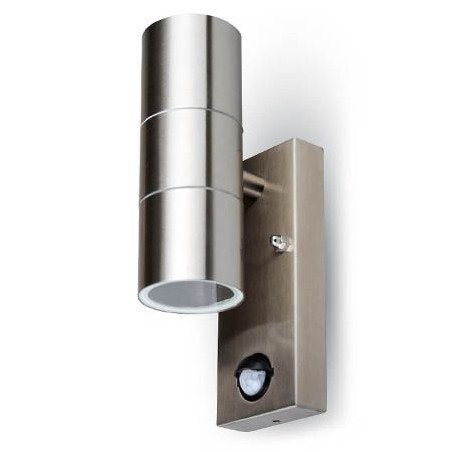corp iluminat soclu 2xgu10 ip44 cu senzor miscare inox
