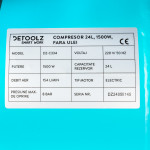 compresor detoolz 24l fara ulei, 1500 w, debit 154l/min, 8 bar, 2 prize de aer