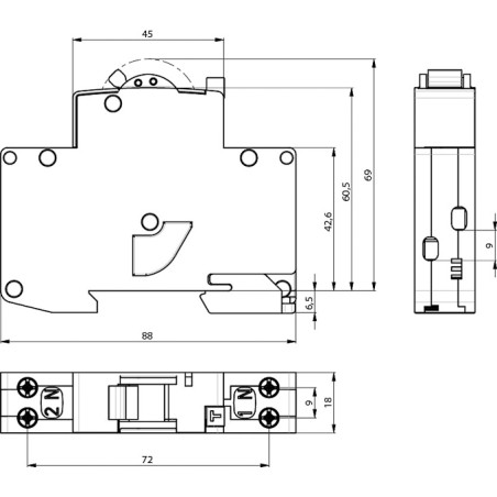 diferential rcbo kzs-1m 1p+n a c13/0.1 6ka 002175443