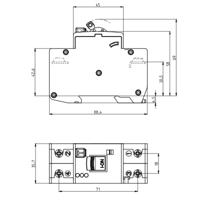 diferential rcbo kzs-2m2p edi a b15/0.03 002172404