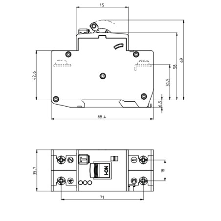 diferential rcbo kzs-2m2p edi a b25/0.03 002172408