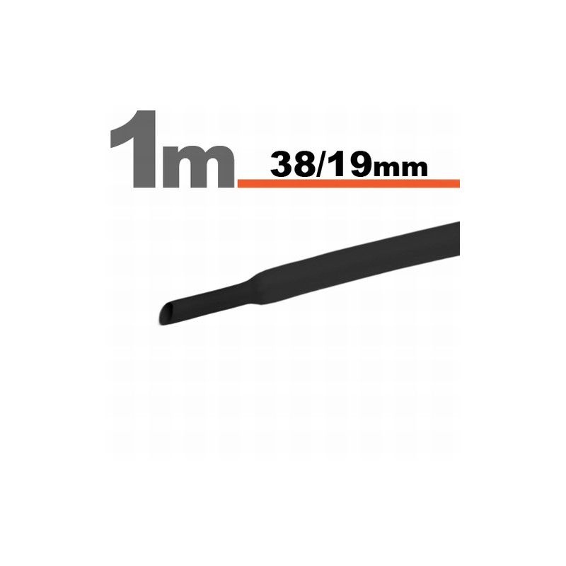 tub termocontractibil negru • 38 / 19 mm