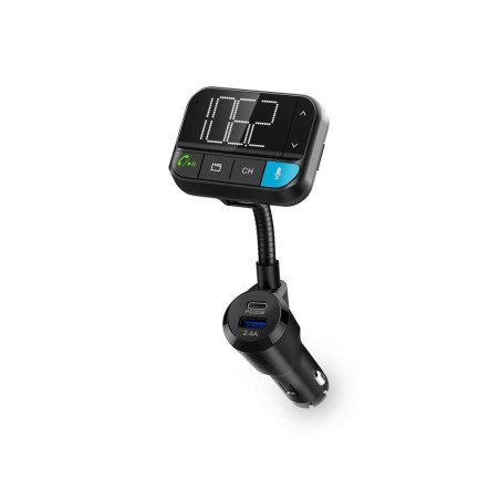 modulator fm nedis, bluetooth, bass boost, hands-free, pd 20w, 1x usb-c, 1x qc usb-a, asistent vocal, negru