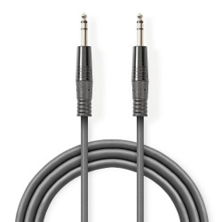 cablu audio stereo 6.35 mm tata - 6.35 mm tata 1.5m gri nedis