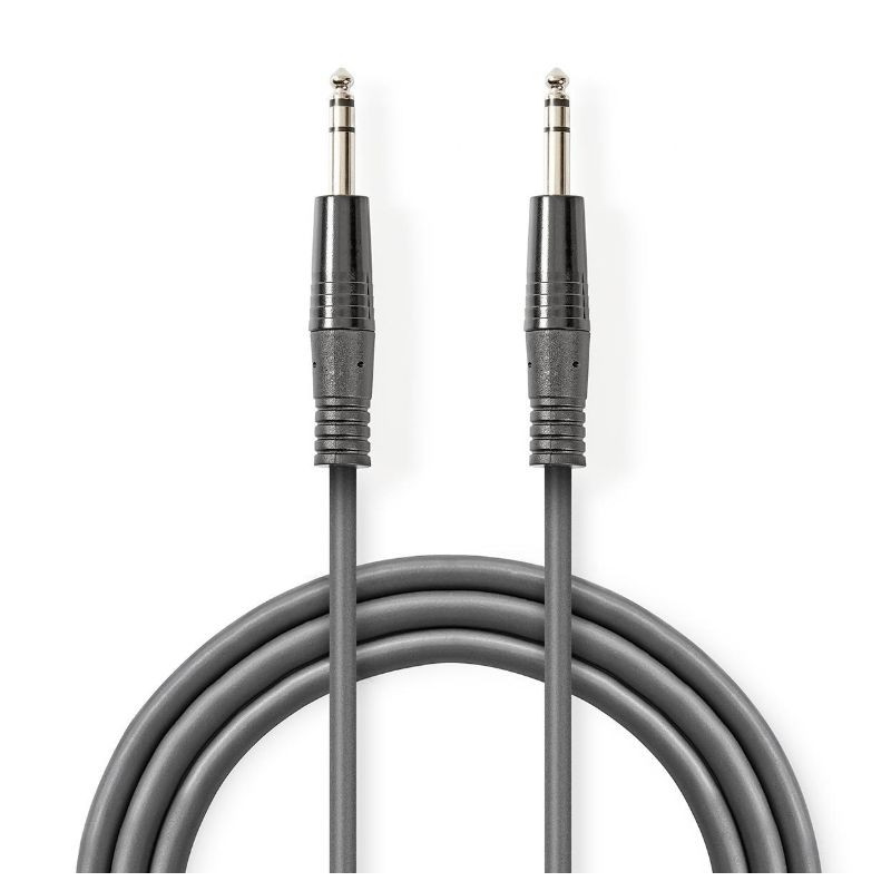 cablu audio stereo 6.35 mm tata - 6.35 mm tata 1.5m gri nedis
