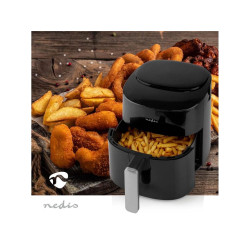 friteuza cu aer cald nedis, 4.2l, temporizator 240min, 6 programe presetate, negru