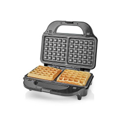 sandwich maker, grill, waffle, 900 w, placi antiaderente 28 x 15 cm, otel inoxidabil/plastic, nedis
