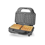 sandwich maker, grill, waffle, 900 w, placi antiaderente 28 x 15 cm, otel inoxidabil/plastic, nedis