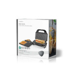 sandwich maker, grill, waffle, 900 w, placi antiaderente 28 x 15 cm, otel inoxidabil/plastic, nedis