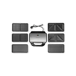 sandwich maker, grill, waffle, 900 w, placi antiaderente 28 x 15 cm, otel inoxidabil/plastic, nedis