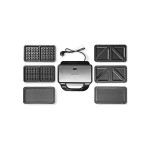sandwich maker, grill, waffle, 900 w, placi antiaderente 28 x 15 cm, otel inoxidabil/plastic, nedis