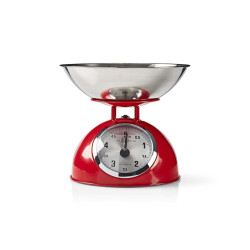 cantar analogic de bucatarie cu design retro rosu, nedis