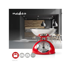 cantar analogic de bucatarie cu design retro rosu, nedis