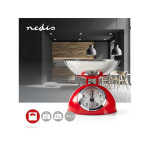 cantar analogic de bucatarie cu design retro rosu, nedis