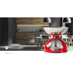 cantar analogic de bucatarie cu design retro rosu, nedis