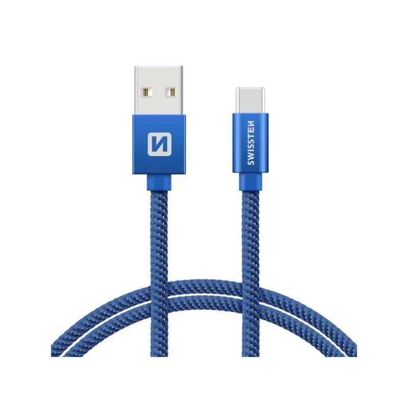 Cabluri USB pentru date și încărcare, Cablu SWISSTEN USB / USB-C 1.2m albastru -1, dioda.ro