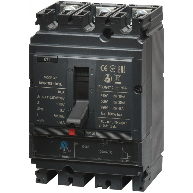 intrerupator de circuit in car nbs-tms 100/3l 100a 3p 004673007