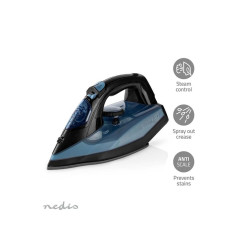 fier de calcat nedis, 2600w, 320ml, placa ceramica, albastru