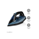 fier de calcat nedis, 2600w, 320ml, placa ceramica, albastru