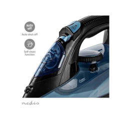 fier de calcat nedis, 2600w, 320ml, placa ceramica, albastru