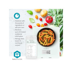 cantar de bucatarie digital smart bluetooth, 5kg, alb, nedis