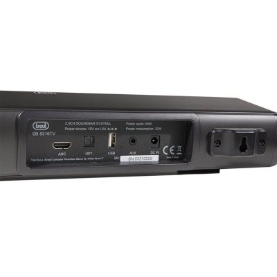 soundbar mini 2.0 trevi sb 8312 tv, bluetooth usb, aux, sd, 30w, negru