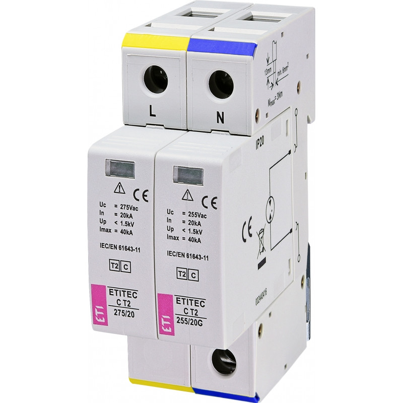 protectie supratensiuni etitec c t2 275/20 1+1 002440401