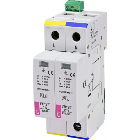protectie supratensiuni etitec c t2 275/20 1+1 rc 002440402