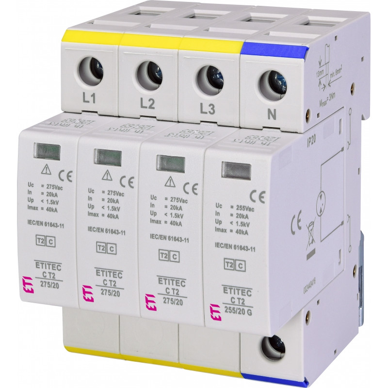protectie supratensiuni etitec c t2 275/20 3+1 002440403 protectie supratensiuni etitec c t2 275/20 3+1 002440403