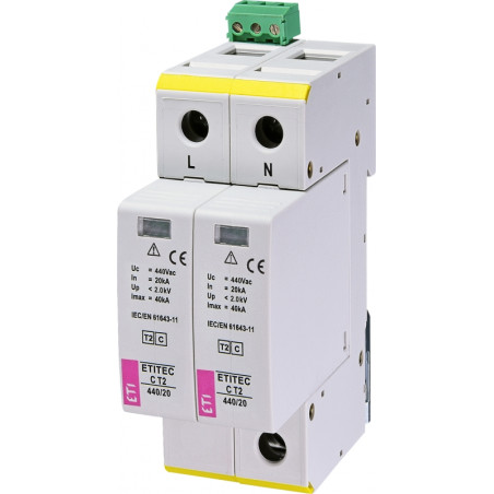 protectie supratensiuni etitec c t2 440/20 2+0 rc 002440410