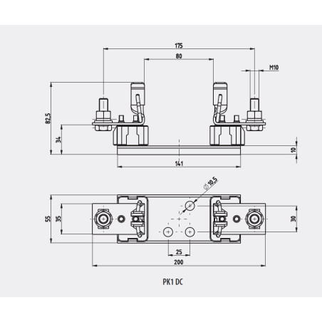 baza sigurante pk 1 m10-m10 dc 1000v 1p 004122025