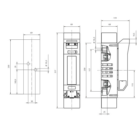 comutator cu siguranta tl1-1/9/1000v/pv 004122038