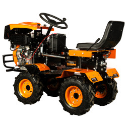 mini tractor detoolz, 17cp, 530cc, motor pe motorina 4t, 4x4, 4 viteze, pornire electrica, 2 cutii de viteze