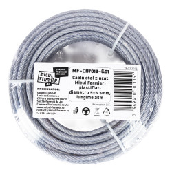 cablu otel zincat micul fermier, plastifiat, diametru 5-6.5mm, lungime 25m