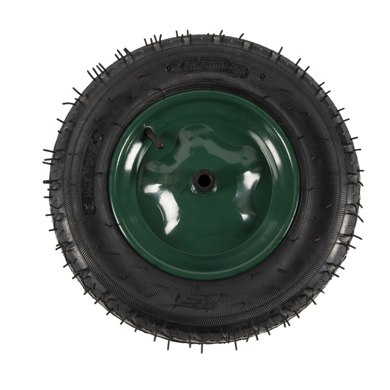roata roaba micul fermier 3.50-8, diametru ax 14mm, janta verde