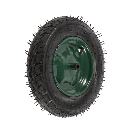 roata roaba micul fermier 3.50-8, diametru ax 14mm, janta verde