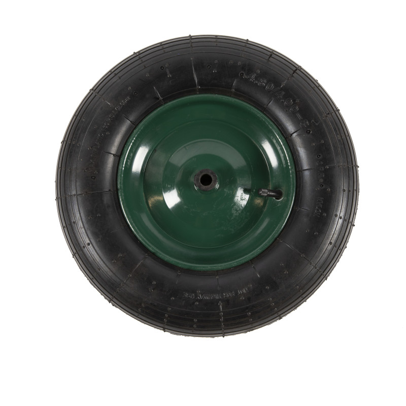 roata roaba micul fermier 4.00-8, diametru ax 14mm, janta verde