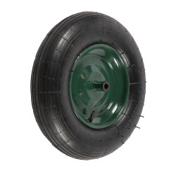 roata roaba micul fermier 4.00-8, diametru ax 14mm, janta verde